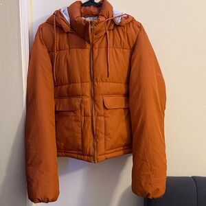 Anthropologie pilcro orange puffer jacket